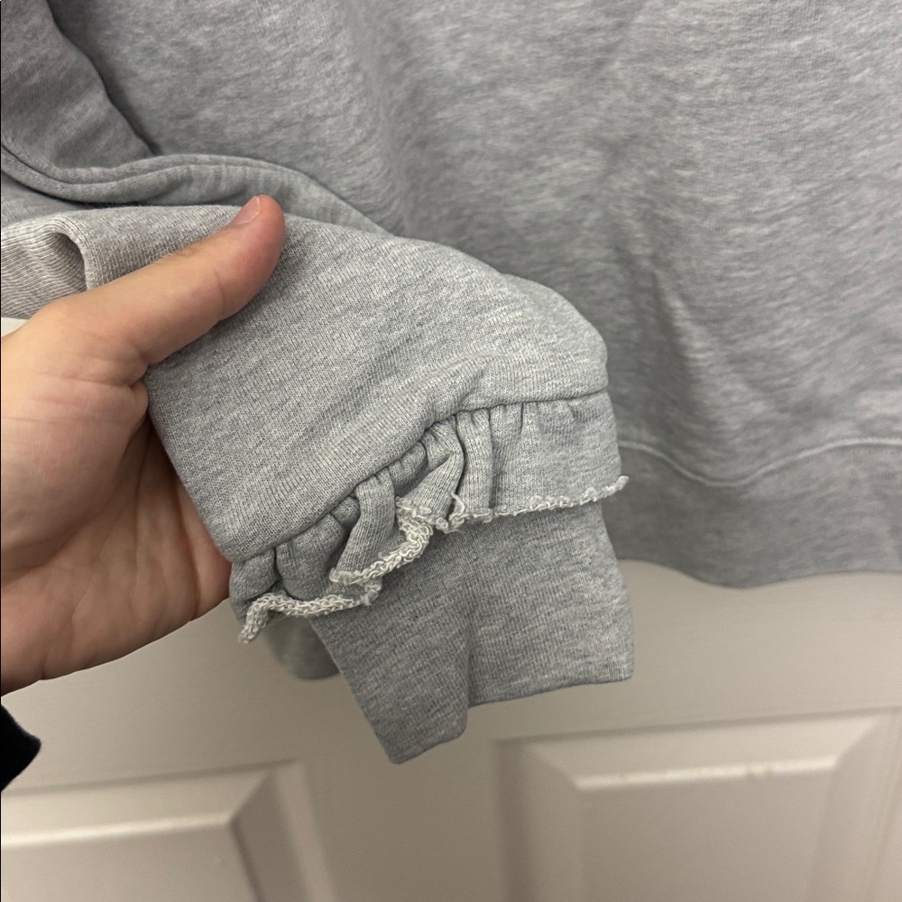 Frame Denim Heather Gray Ruffle Sweatshirt - Picture 3 of 5
